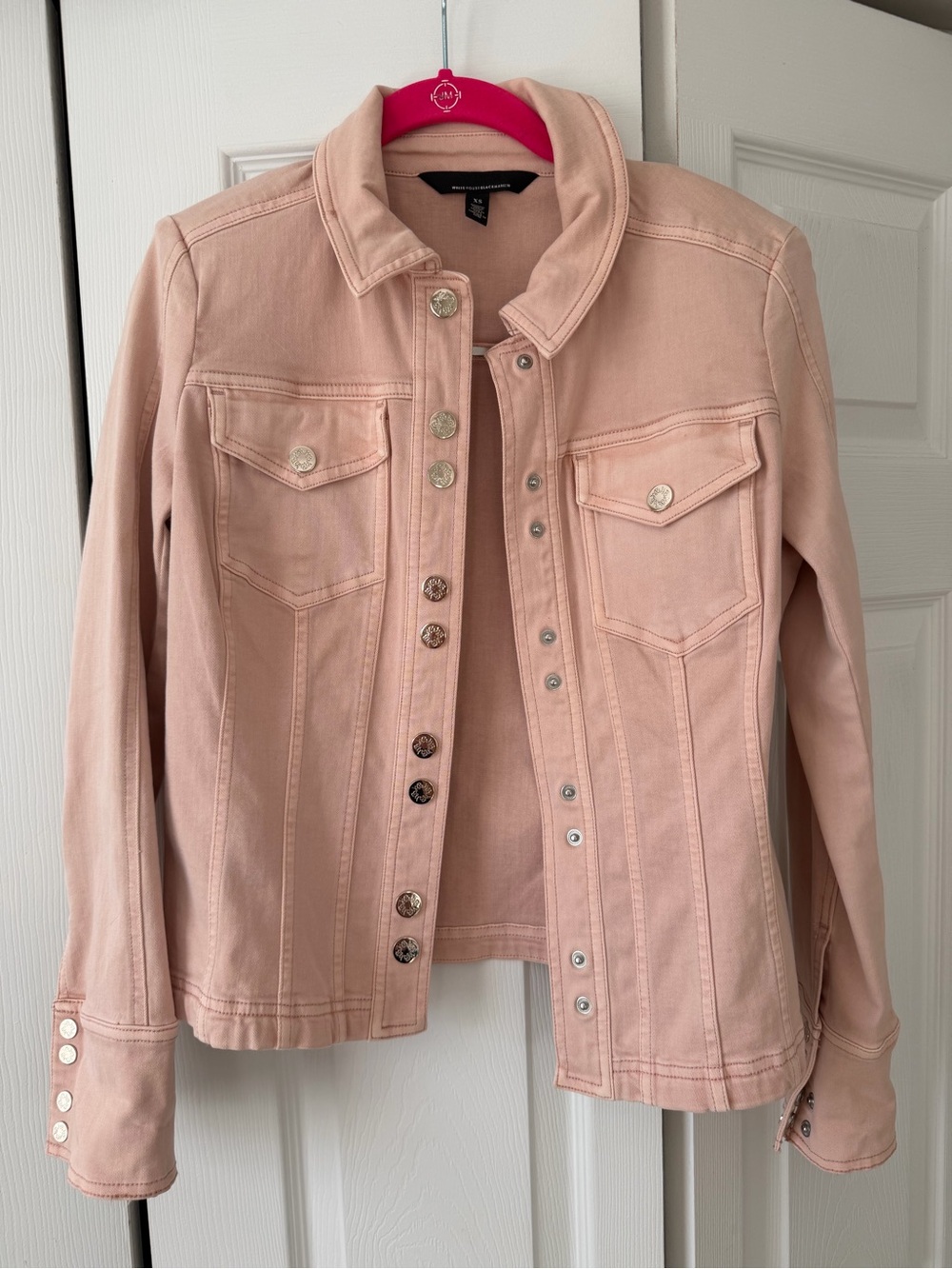White House Black Market Blush Pink Denim Jacket